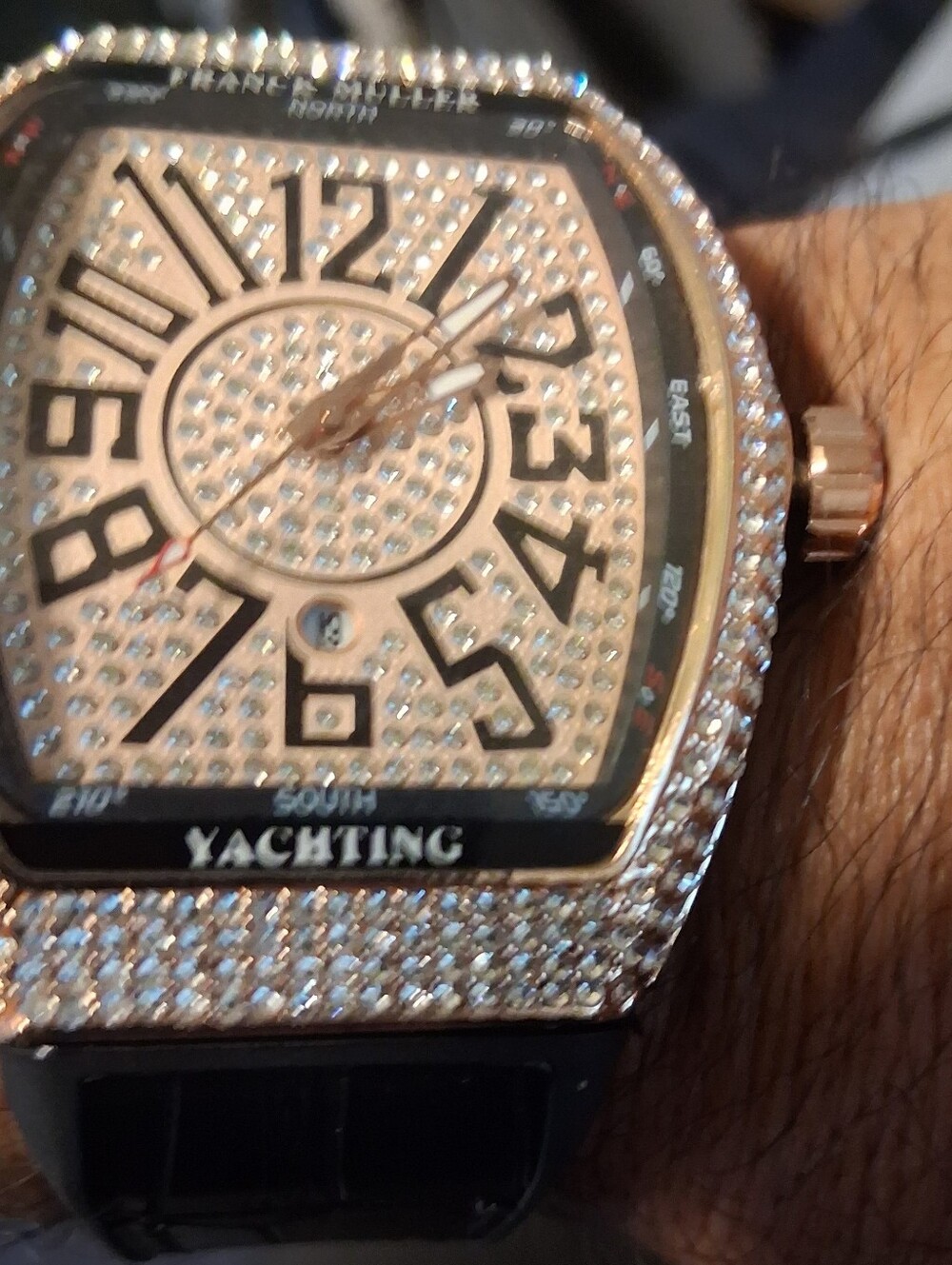 Rosetone Crystal Yachting Quartz Watch New No Box Very Large Bling Watch - Picture 11 of 11